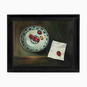 Zhang Wei Guang, Bodegón con cerezas, pintura al óleo, década de 2000
