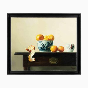 Zhang Wei Guang, naranjas en la mesa, pintura al óleo, década de 2000