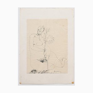 Sergio Barletta, desnudo, dibujo a tinta china, 1958