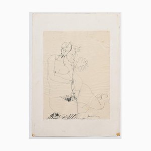 Sergio Barletta, Nude, China Ink Drawing, 1958