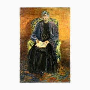 Antonio Feltrinelli, Reading Woman, Oil Painting, 1930s