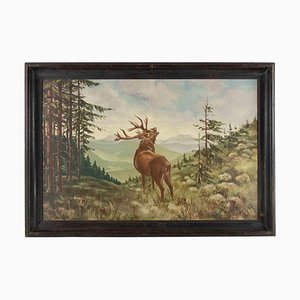 Paul Wilde, Deer, Oil and Tempera, Early 20th Century