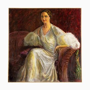 Antonio Feltrinelli, Portrait of Noblewoman, Peinture à l'Huile, 1930s