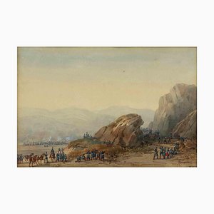 Gaspard Gobaud, Battle, Watercolor, 19th Century