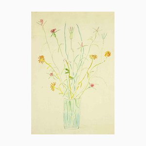 Fiorenzo Tomea, Flower Pot, Watercolor, 1950s