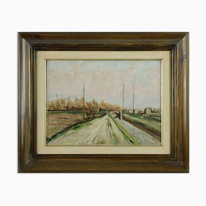 Fioravante Seibezzi, Landscape, Oil Painting, Mid-20th Century, Framed