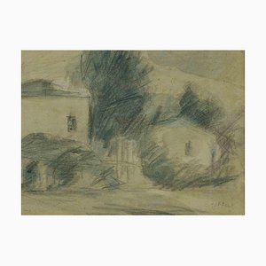 Ardengo Soffici, Landscape, Drawing in Pencil, 1930s