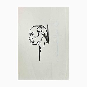 Hermann Paul, Portrait, China Ink Drawing, Early 20th Century
