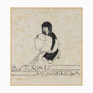 Bruno Angoletta, The Story of Pioggerella, China Ink Drawing, 1920s