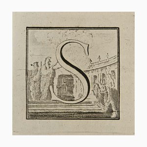 Luigi Vanvitelli, Letter of the Alphabet S, Etching, 18th Century