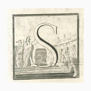 Luigi Vanvitelli, Buchstabe des Alphabets S, Radierung, 18. Jh.