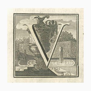 Luigi Vanvitelli, Letter of the Alphabet V, Etching, 18th Century