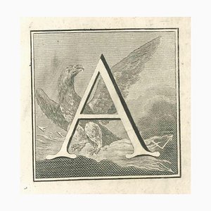 Luigi Vanvitelli, Lettre de l'Alphabet A, Eau-forte, 18ème Siècle