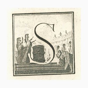 Luigi Vanvitelli, Letter of the Alphabet S, Etching, 18th Century