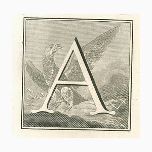 Luigi Vanvitelli, Lettre de l'Alphabet A, Eau-forte, 18ème Siècle
