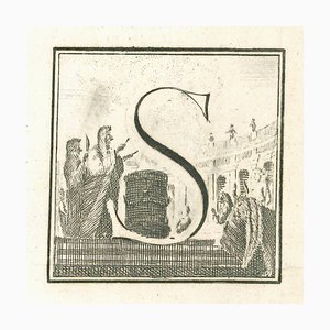 Luigi Vanvitelli, Letter of the Alphabet S, Etching, 18th Century