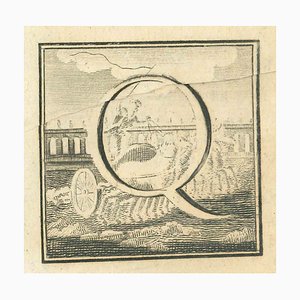Desconocido, Letra del alfabeto Q, Grabado, siglo XVIII