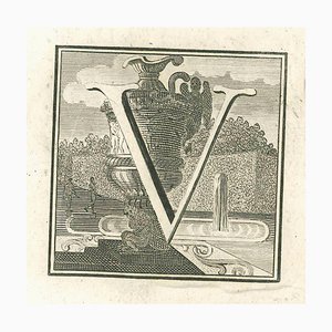 Luigi Vanvitelli, Letter of the Alphabet V, Etching, 18th Century