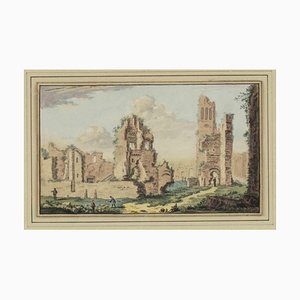 Abraham Rademaker, Ruines Antiques, Aquarelle, 18ème Siècle