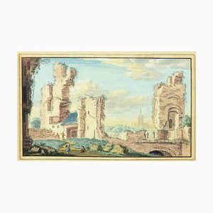 Abraham Rademaker, Ancient Ruins, Watercolor, 18th Century