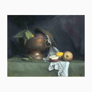 Marco Fariello, Natura morta con vaso e frutta, Dipinto ad olio, 2021