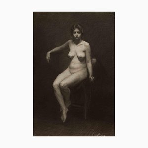 Marco Fariello, Jeune Femme Nue, Peinture à l'Huile, 2021