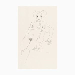 After Egon Schiele, Mother and Child, Collotype Print