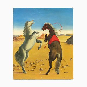 Aldo Pagliacci, Horses, Oil on Canvas, 1973
