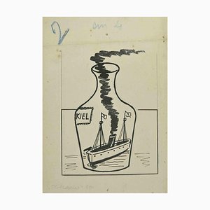 Giuseppe Scalarini, La botella, rotulador sobre papel, 1918