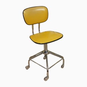 Vintage Desk Chair in Yellow and Black Chrome, 1970