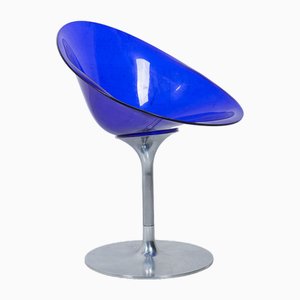 Silla giratoria Eros en azul de Philippe Starck para Kartell, años 90