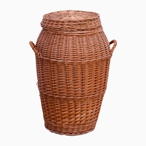 Vintage Czechoslovakian Wicker Laundry Basket, 1970s