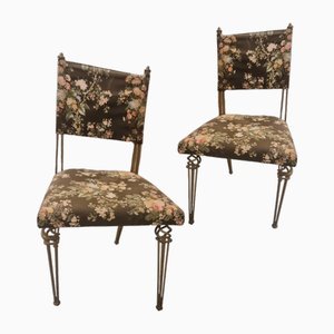 Französische Vintage Stühle mit Gestell aus Schmiedeeisen, 2er Set