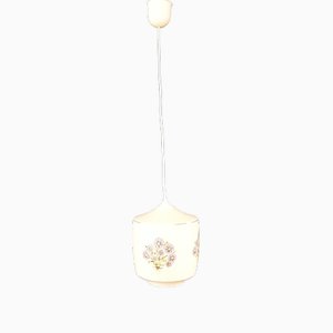 Lampada da soffitto vintage con schermo in vetro bianco, anni '70