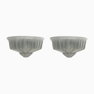 French Art Deco Frosted Glass Sconces, 1930s, Set of 2