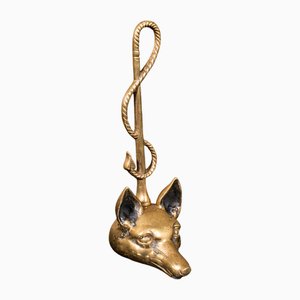 Antique English Fox Head Doorstop in Brass