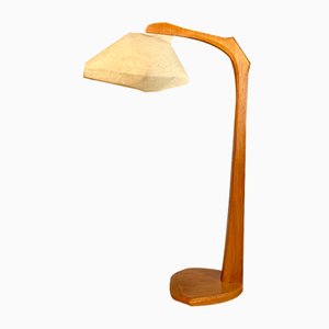Large Sculptural Anthroposophical Wood and Parchment Arc Floor Lamp, Dornach, Germany, 1950s