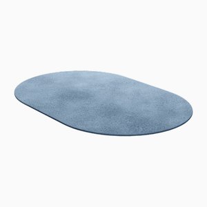 Tapis Oval Grey Blue #13 Modern Minimal Oval Shape Hand-Tufted Rug by TAPIS Studio