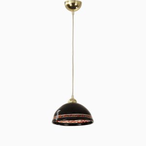 Vintage Suspension Lamp in Intense Black Murano Glass, 1980s