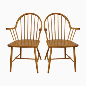 Fauteuils en Chêne par Erik Ole Jørgensen pour Tarm Stole Møbelfabrik, Set de 2