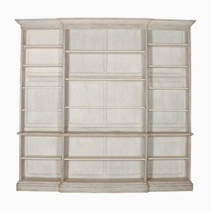 English Painted Open Breakfront Bookcase