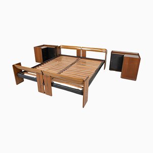 Letto Artona con comodini di Afra e Tobia Scarpa per Maxalto, anni '70, set di 3