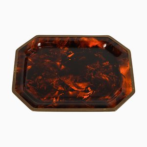 Vassoio da portata in finta tartaruga e ottone di Christian Dior, Italia, anni '70