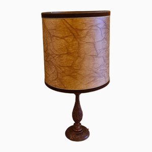 Teak Table Lamp with Carvings, 1960s