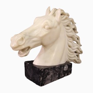 Italian Artist, Horse's Head Sculpture, Early 20th Century, Marble