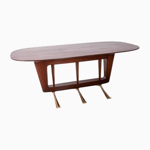 Table Vintage en Laiton et Bois par Melchiorre Bega, 1950s