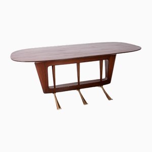Vintage Tisch aus Messing & Holz von Melchiorre Bega, 1950er