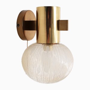 Swedish Brass Wall Lamp with Glass by Hans-Agne Jakobsen for Markaryd, 1960