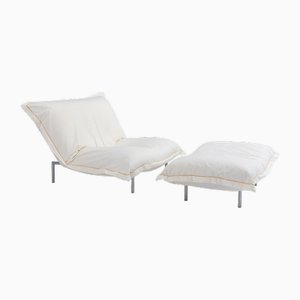 Poltrona Calin vintage con poggiapiedi di Pascal Mourgue per Ligne Roset, 1994, set di 2