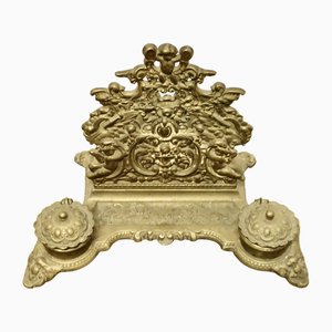 Baroque Style Putti Letter Rack with Inkwells, 1890s